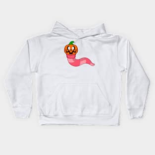 Worm Halloween Pumpkin Kids Hoodie